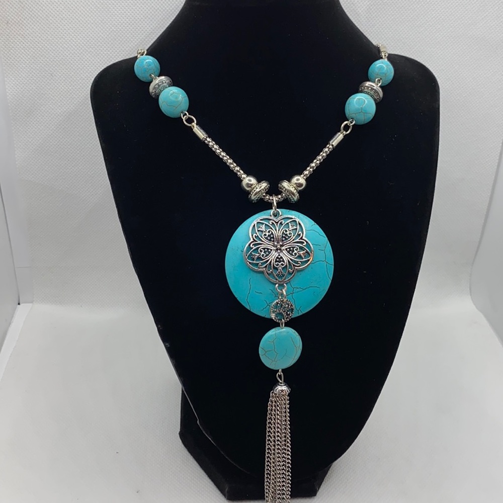 Turquoise Long Pendant Necklace